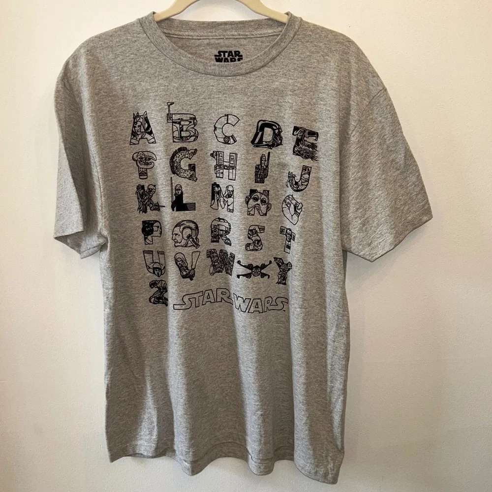 Star Wars Character Alphabet Tee Shirt Gray - Picture 1 of 3